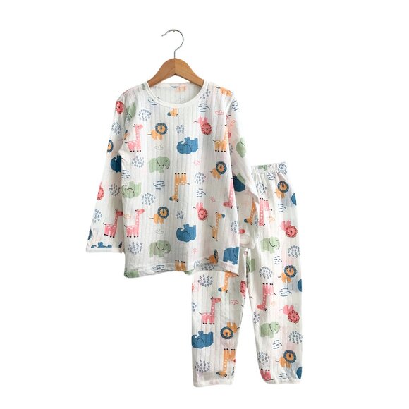 NWT Cute Unisex Sleep N' Play Long Sleeve Top & Pants Pajamas Set Animals 8Y - Picture 1 of 6